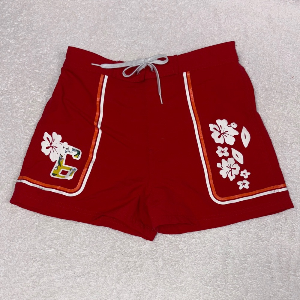 Vintage Speedo Red Floral Hawaiian Athletic board Shorts boys large